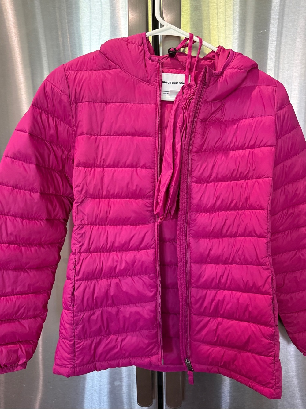 Amazon Essentials Girls' Hot Pink Hooded Packable Puffer Jacket